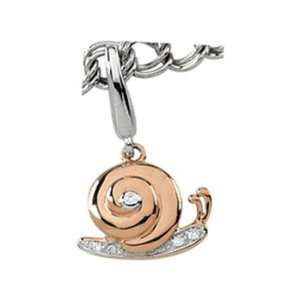  14K Rose Gold .025 cttw Diamond Snail Charm Jewelry