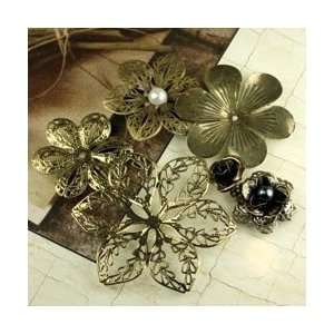 Prima Flowers Vintage Metal Trinkets Flowers 6/Pkg; 3 