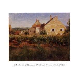    Vineyard Cottages In Jully by Leonard Wren 36x27: Home & Kitchen