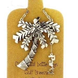  Tropical Metal Palm Tree Party Wine Bottle Tag: Kitchen 