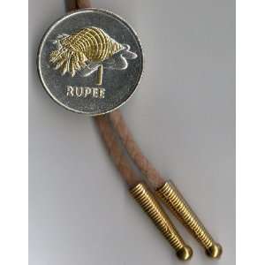   Toned Gold & Silver Seychelles  Conch Coin   Bolo tie Beauty