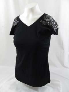 Kenneth Cole Studded Shoulder Tee Womens S New $50  