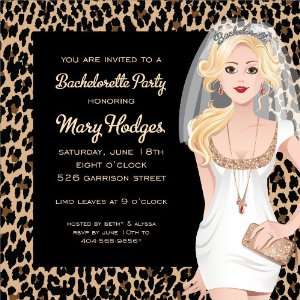   Leopard Blonde Bachelorette Party Invitation
