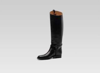 NIB Gucci black leather New Charlotte riding boots; Current collection 