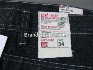 ECKO Head Strong Raw Black Denim Jeans 34 x 32  