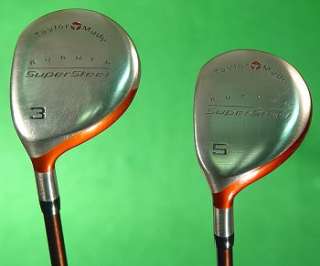 LH TaylorMade Burner SuperSteel 3 & 5 Woods Bubble R 80 Graphite 