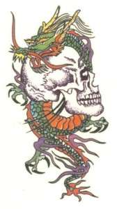 Dragon Skull Extra large Awesome!!! Temporary Tattoo  