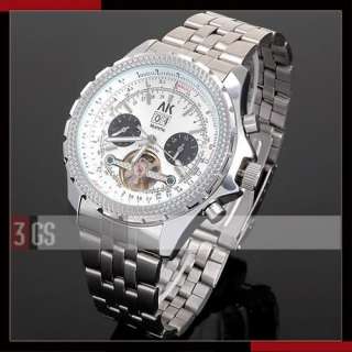 Black Eyes White Dial AK Homme Day Date Pilot Style Automatic 