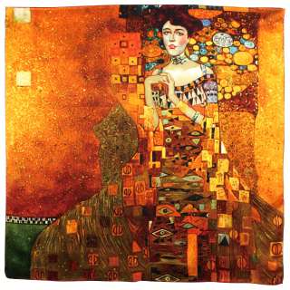 Gustav Klimt Adele Bloch Bauer I 100% Satin Charmeuse Silk Square 
