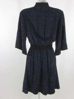 GREEN FORD Blue Polka Dot Silk Kimono Sleeve Dress Sz M  