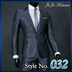 JEJE Slim fit Blue Gray Mens Suit Tuxedo US 40R  