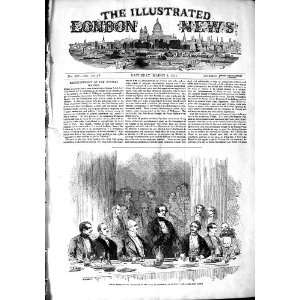  1851 PUBLIC DINNER MACREADY HALL COMMERCE OLD PRINT