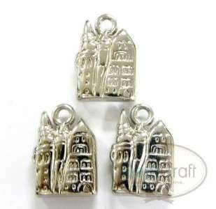 16 FAIRY TALES CASTLE SILVER TONE CHARM FINDING A0010P  