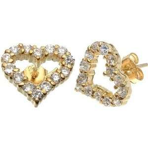   Gold Plated Solid Sterling Silver CZ Heart Earrings: JSP: Jewelry