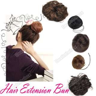   Hair Stylish straight Bun Wig Hairpiece Scrunchie Synthetic  