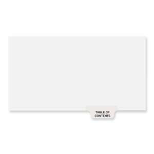  Divider, Table of Contents, 8 1/2x11, 25/PK, White   INDEX 