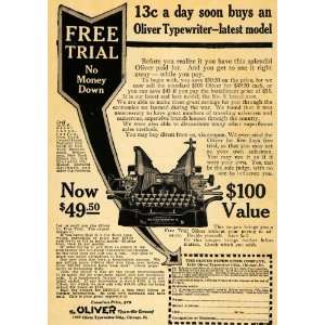   Ad Oliver Typewriter Machines Free Trial Chicago   Original Print Ad