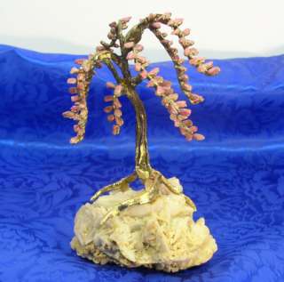 SWOBODA Pink Rhodonite Gemstone Willow Tree Sculpture  