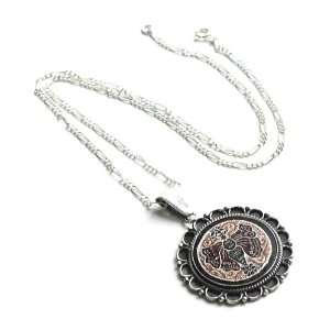  Sterling silver and mate gourd flower necklace, Sunflower 
