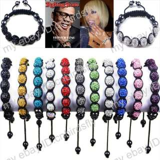   Bracelets Hiphop Disco Crystal Macrame Beads balls Free Gift Box