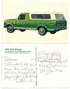 Vintage Old Postcard 1974 FORD PICKUP TRUCK  