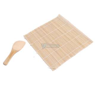 Japanese Sushi Roll Bamboo Mat w/Rice Paddle Set New  