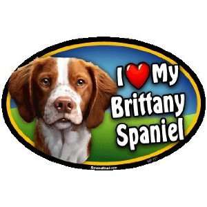  Oval Car Magnet   I Love My Brittany Spaniel Kitchen 