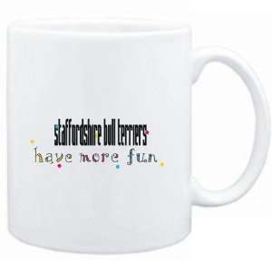  Mug White Staffordshire Bull Terriers have more fun Dogs 