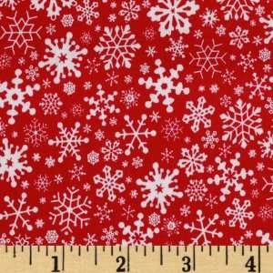  44 Wide Winter Wonderland Snowflakes Red Fabric By The 
