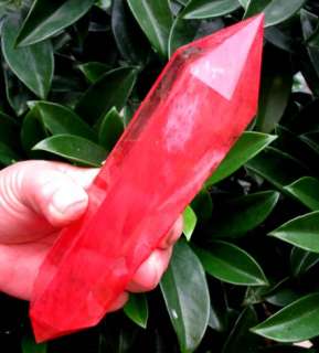 long Cherry Red QUARTZ CRYSTAL DT WAND POINT RAINBOW  