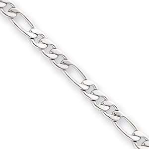  20in Rhodium plated 5mm Figaro Necklace: Jewelry