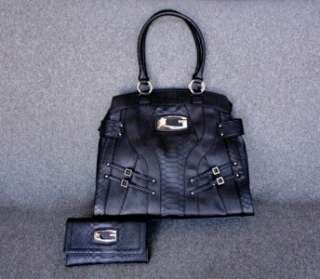 GUESS Brookside BLACK Handbag sac purse TOTE BAG+WALLET  