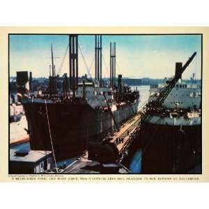 1937 Print Bethlehem Steel Ore Boat Hog Island Ship Baltimore Maryland 