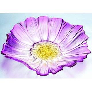 Lilac Elegant Sunflower Design Glass Fruit Bowl 16 Wide, Centerpiece