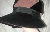   BLACK & TAUPE VELVET WIDE BRIM HAT BEAUTIFUL CONDITION free SHIPPING