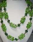Vintage Art Glass Green GRAPE Cluster Bead Necklace 28