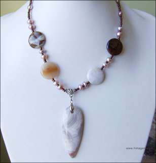 N1433 wow white crazy lace agate Necklace Earring set  