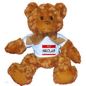  HELLO my name is NIKOLAS Plush Teddy Bear with BLUE T 