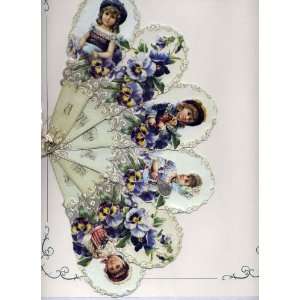  VICTORIAN REPRODUCTION PAPER FAN GREETING CARD Everything 