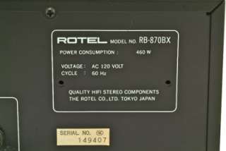 ROTEL Stereo Power Amplifier RB 870BX  