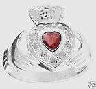 14k white gold diamond ruby claddagh engagement ring sz buy