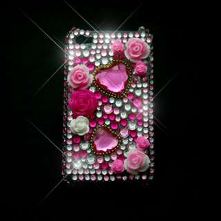 Bling Rhinestone Rose Hard Case Cover for iPhone 4S 4G  