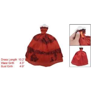  Velcro Pleat Red Strapless Formal Dress for Doll Toy Baby