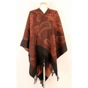   Paisley Cashmere Feel Shawl Cape Coat Ruana Poncho: Everything Else