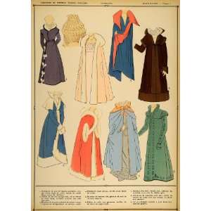   French Restoration Costume Lady Coat Cape   Orig. Print (Pochoir