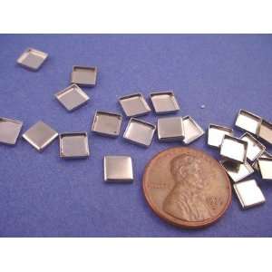  24 silvertone square bezel cups 6mm 