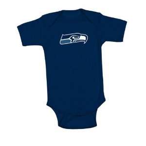 Seattle Seahawks Newborn Navy Logo Premier Creeper:  Sports 