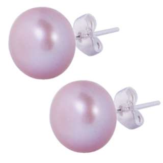 10mm Lavender Button Pearl Sterling Silver Stud Earring  