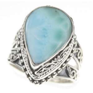  925 Sterling Silver LARIMAR Ring, Size 9, 11.26g: Jewelry