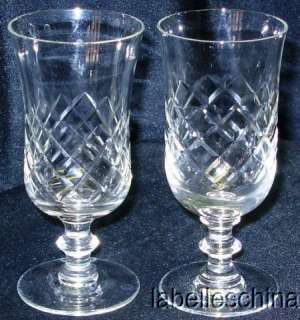 Pair of Intricately Cut Crystal Stemmed Parfait Glasses  